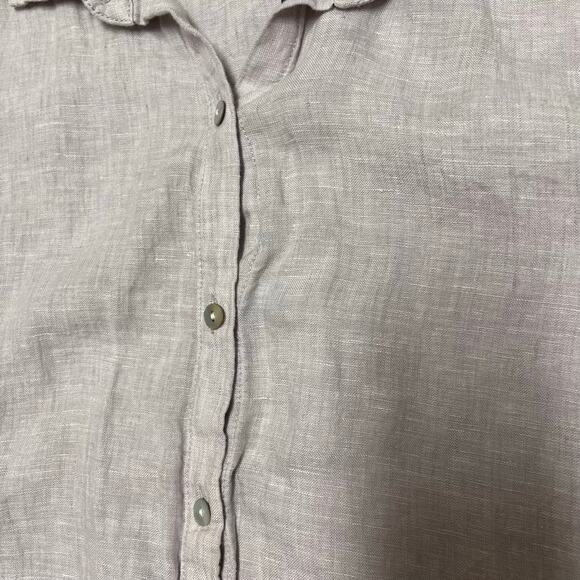 Tahari 100% Linen Button Front Shirt Tunic Taupe Minimalist Summer Top S Neutral - Picture 4 of 8